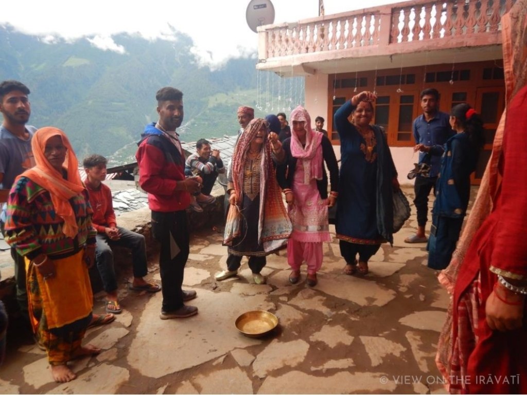 Gaddi bhabhis goading on a groom during jognu ceremony