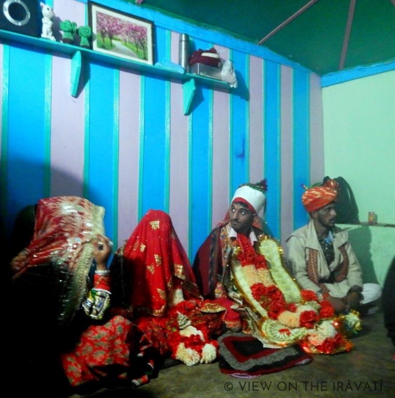 Gaddi bride and groom during wedding ritual