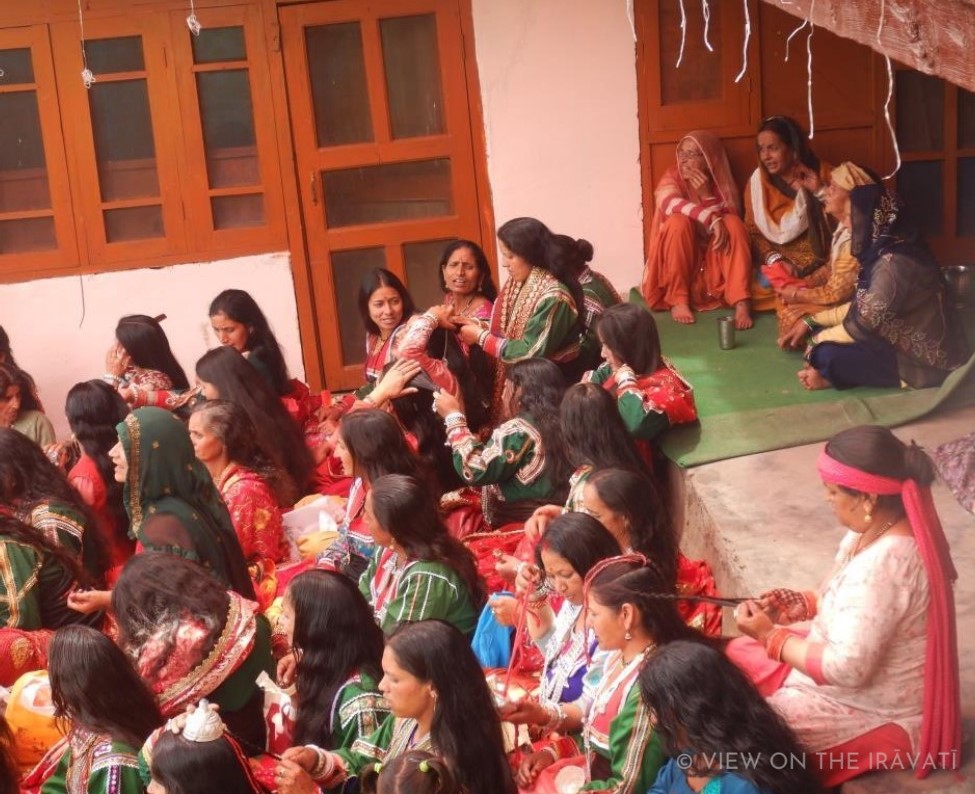 Village bahus getting ready during padhua.