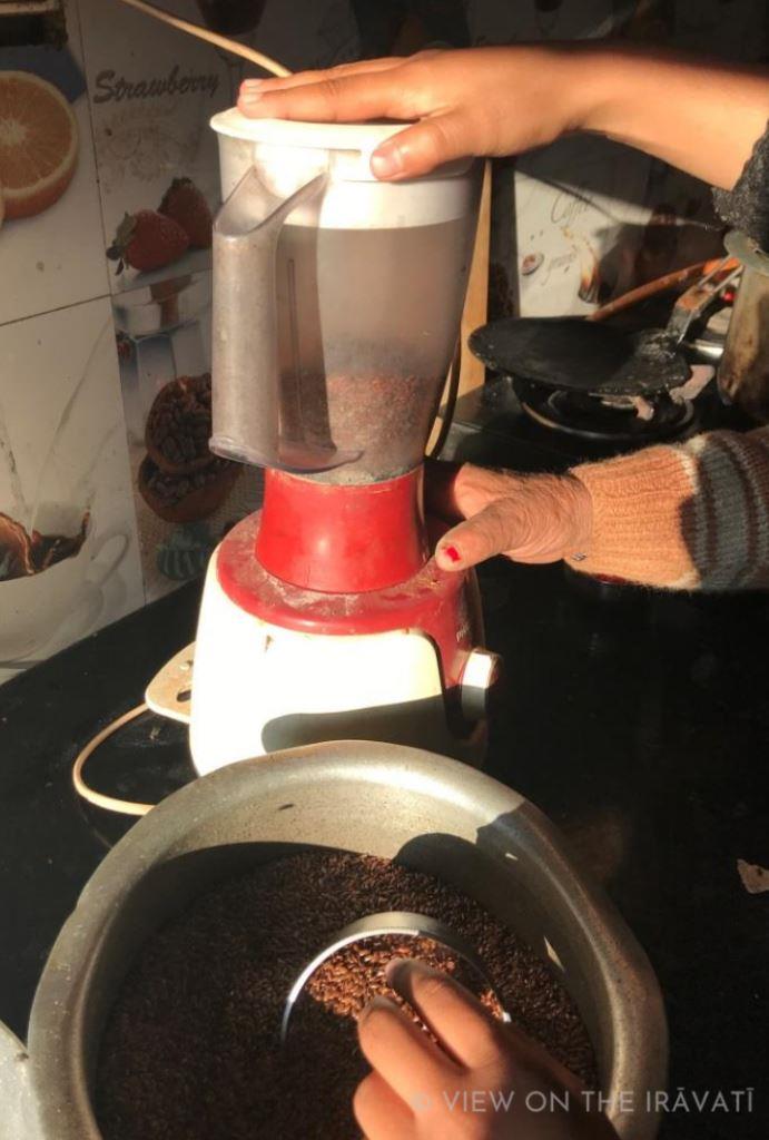 blending roasted flax